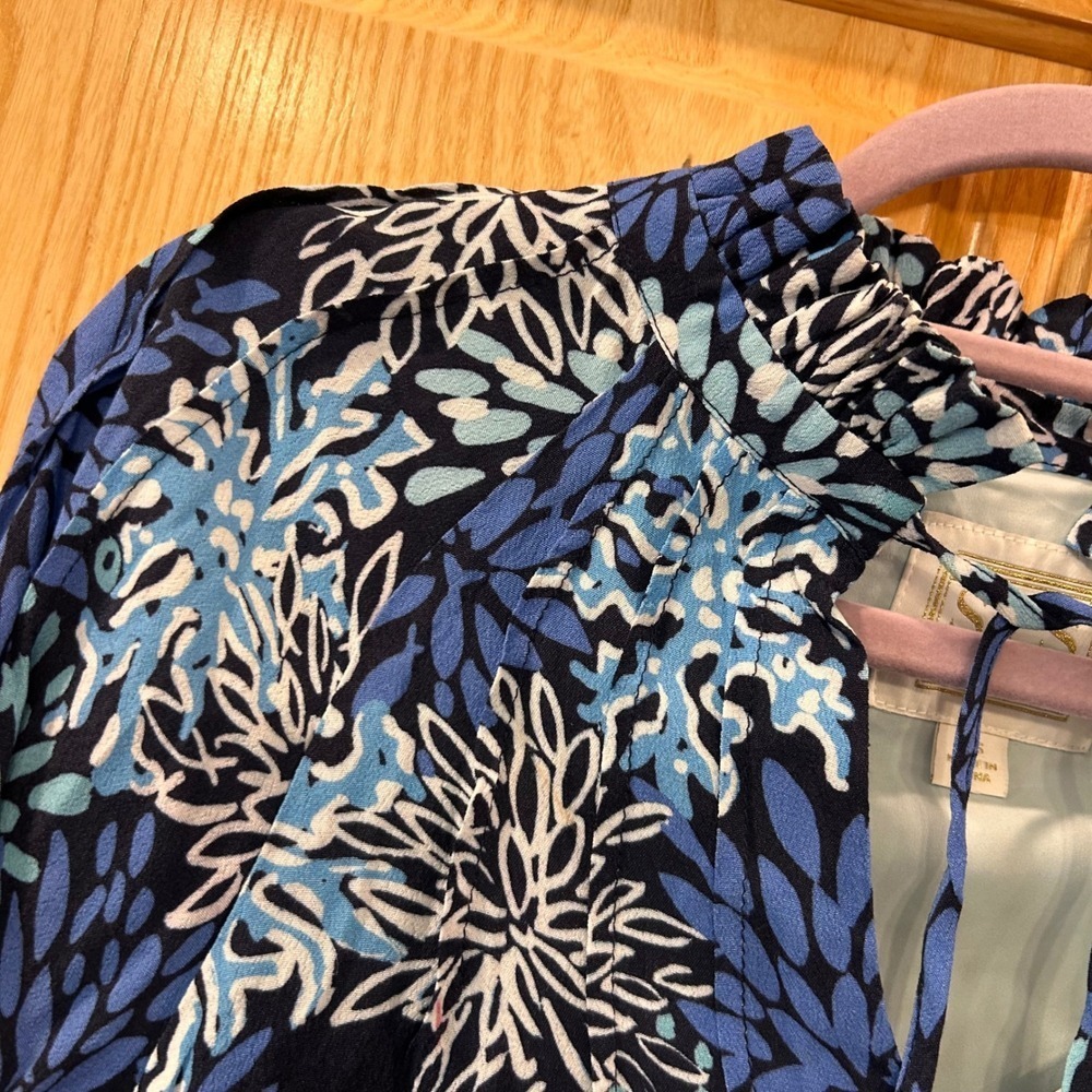 Sail to Sable XS Floral Print Tassel Tie Neck Long Sleeve Blouse Top - Picture 7 of 12
